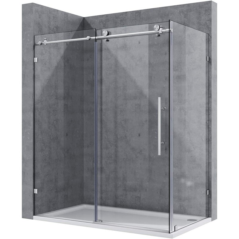 60" W x 34" D x 72" H Frameless Rectangle Shower Enclosure