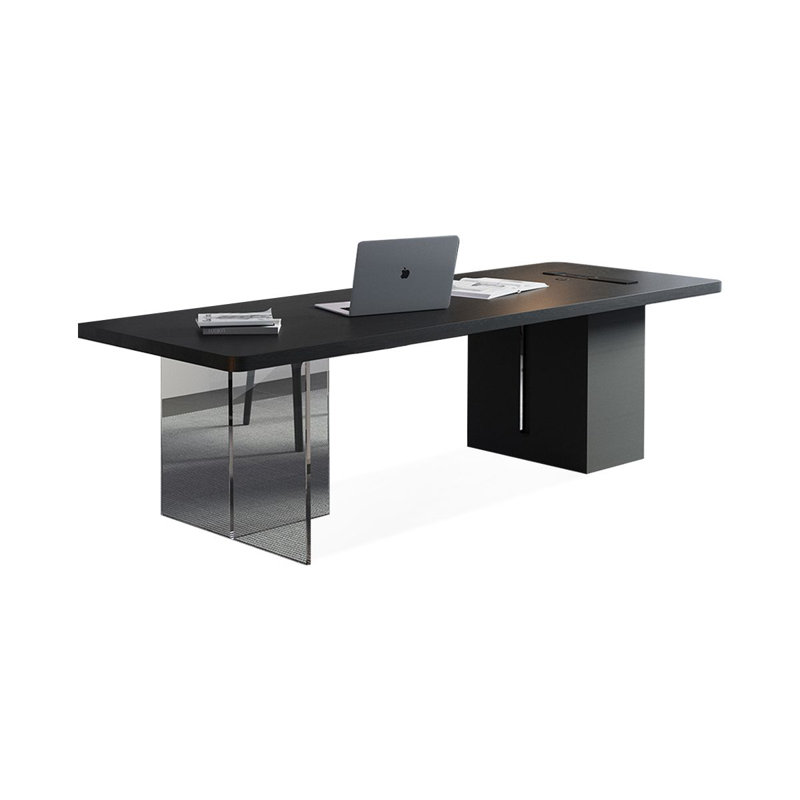 Black Rectangular Solid Wood With 1 Drawers Desks, 29.53" H x 86.61" W x 31.5" D, Left Hand Return