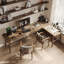 Light-walnut L-Shaped Solid Wood desk-639359405-639359406