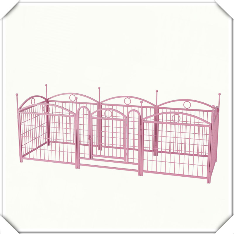 Parc pour chien robuste en métal pliable avec portes d'intérieur et d'extérieur, H 24,2 po x l 48,4 po x P 48,4 po, Bleu
