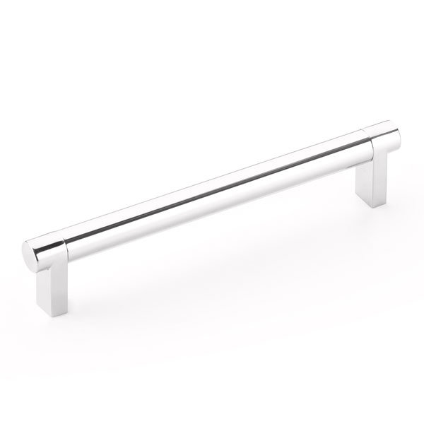Emtek Select Cabinet Pull w/ Rectangular Stem & Smooth Bar, Polished Chrome, 6" Center to Center
