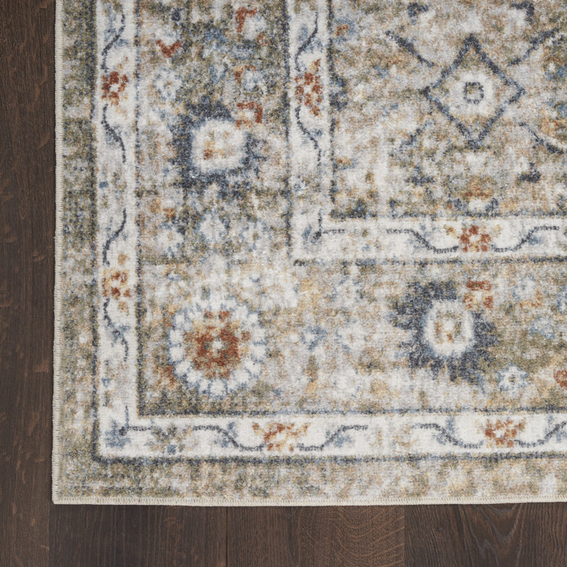 Nourison Astra Machine Washable Gold Gray Vintage Indoor Rug, Rectangle 7'10" x 10'