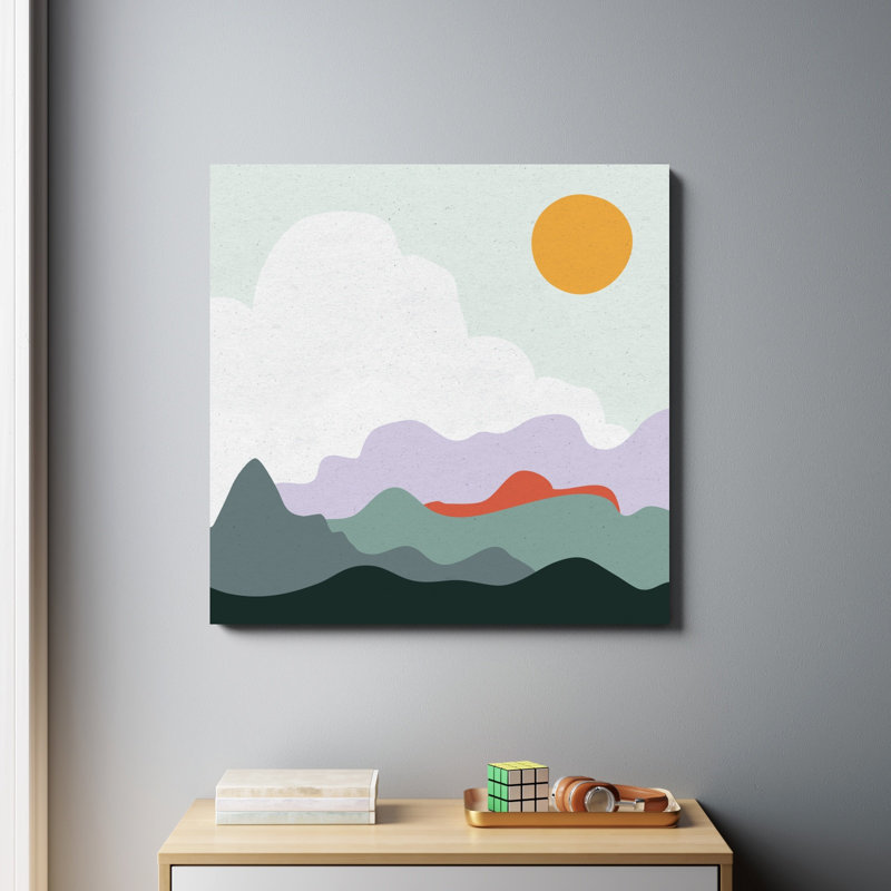«Mountainous I» par Sara Zieve Miller - peinture sur toile tendue, H 36 po x l 36 po