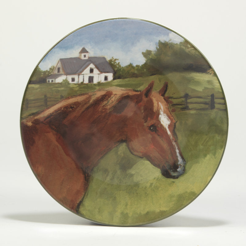 York Stables Ceramic Horse Design Salad Plates, Set of 4