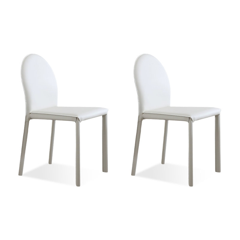 Chaise d'appoint blanche en acier au carbone à dossier solide (ensemble de 2)