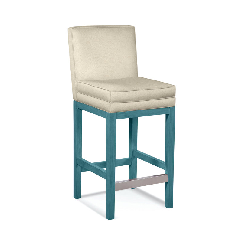 Upholstered Stool, Ivory Crypton Performance; 0886-91, Nickel Finish
