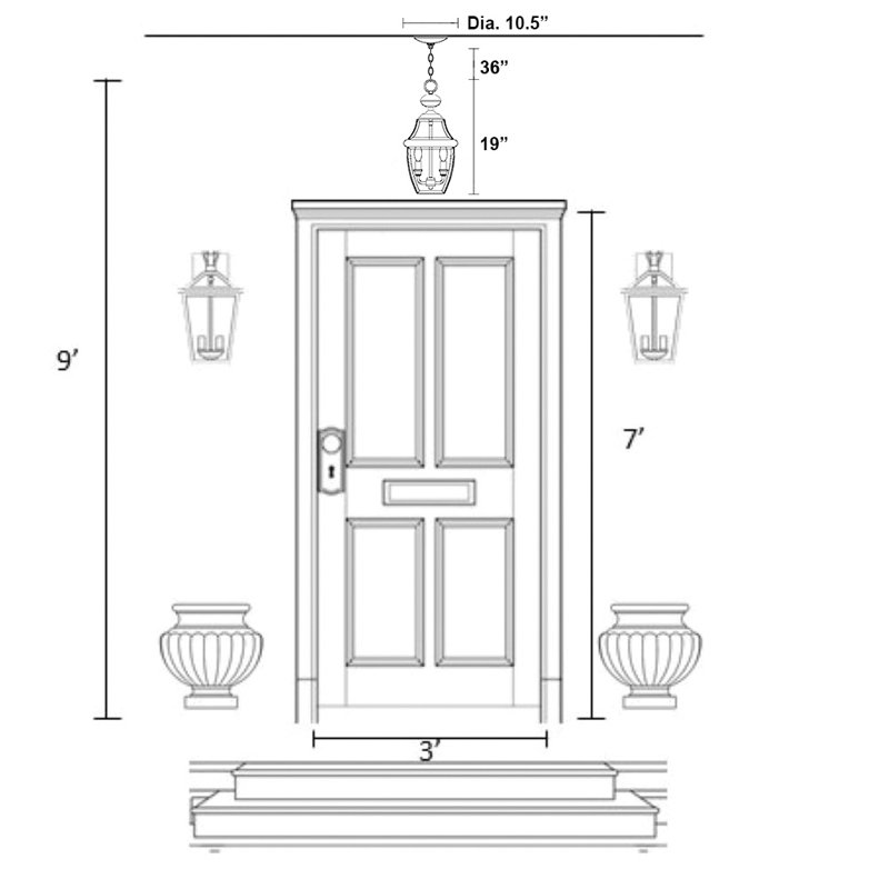 Alexavier 2 - Light Outdoor Hanging Lantern, Bronze