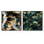 Bleu riche et riche motif de mosaïque en marbre - ensemble de collage abstrait botanique carré de 2-101846950-101846953