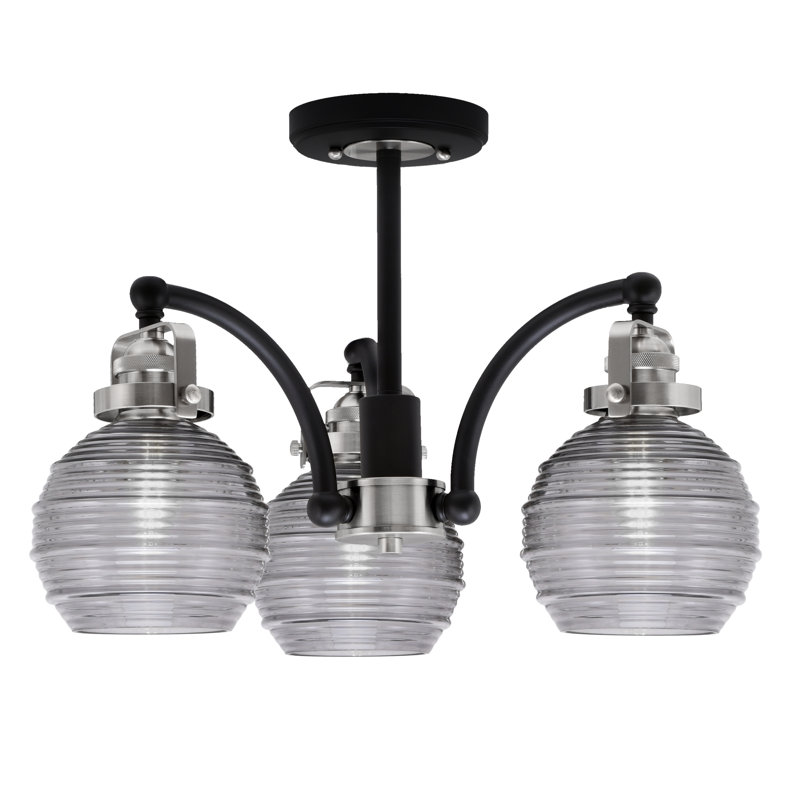 Verre semi-encastré 3 lumières Easton, Noir mat/nickel brossé