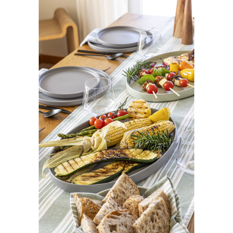 Over&Back Stackable Oval Serving Platter, Gray