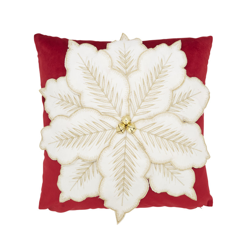 Coussin décoratif en velours et poinsettia, Duvet de canard
