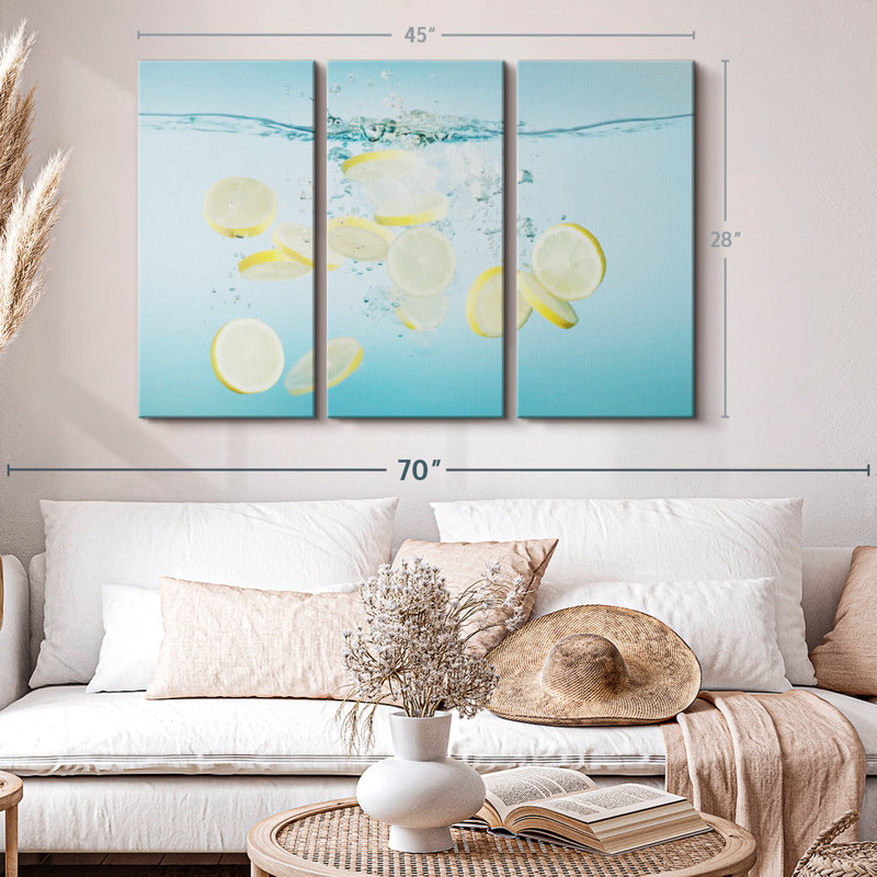 "Tranches de citron dans l'eau" sur toile, H 45 po x l 28 po