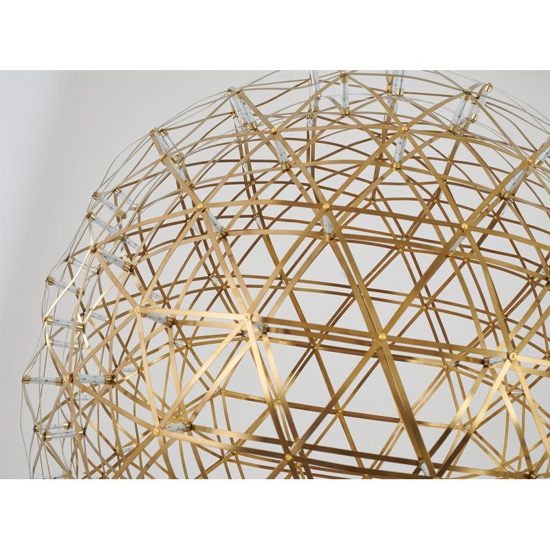 Meraz Modern LED Globe Chandelier, Satin Nickel, 25.6" H x 25.6" W x 25.6" D