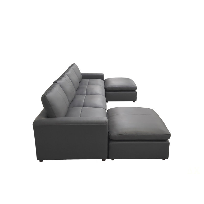 Canapé modulaire en cuir rembourré, Blue Grey