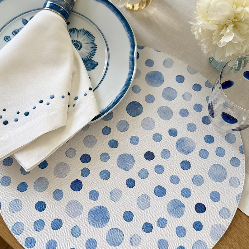 Dots 15" Rd Mat, Teal
