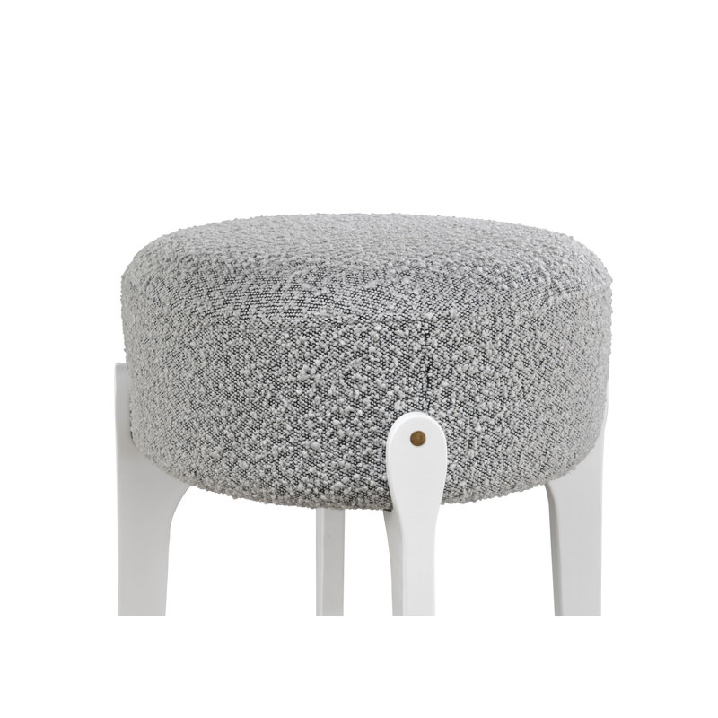 Tabouret Ellie, Tabouret de comptoir (siège d'une hauteur de 25,8, Boucle grise / base blanche