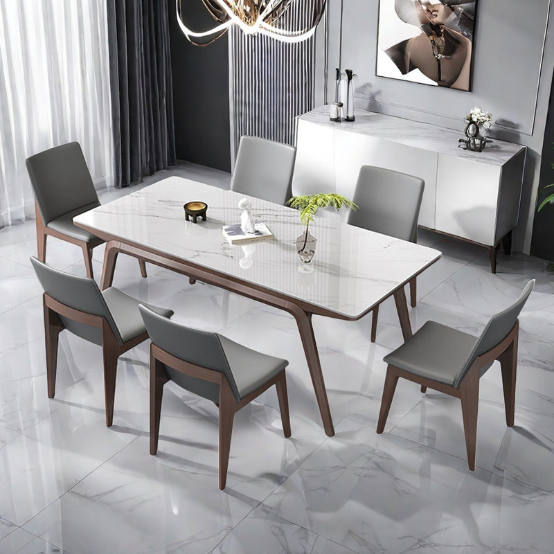 Modern simple home rectangular dining table sets, 29.5"H x 70.9"L x 35.4"W