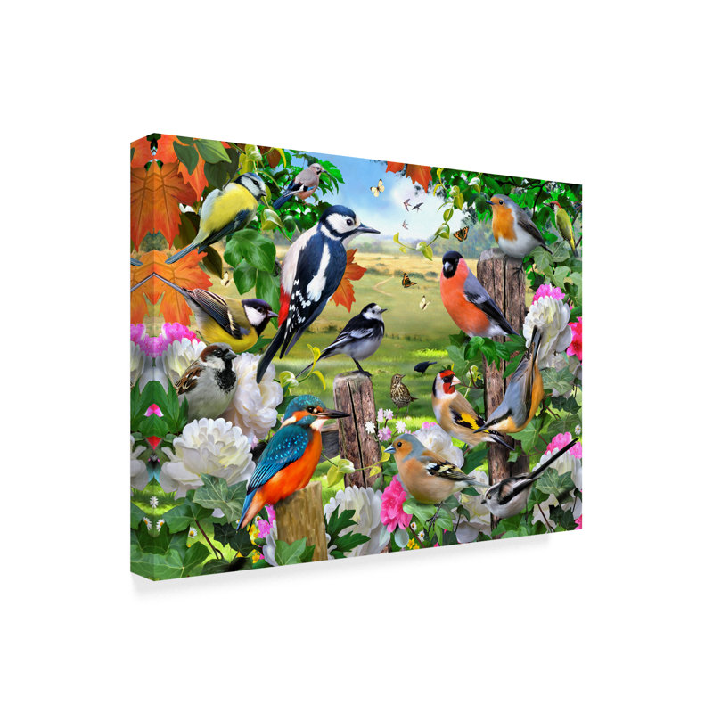 Colorful Birds Tropical Canvas Wall Art, 47" x 35"