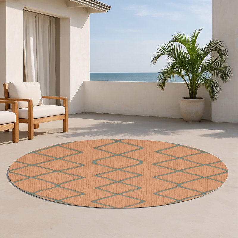 Tapis brun intérieur et extérieur Trellis, Rond 5 pi