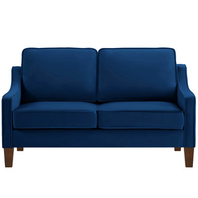 Upholstered Velvet For Bedroom - Elegant & Comfortable Navy With Wooden Frame Ideal Relaxation