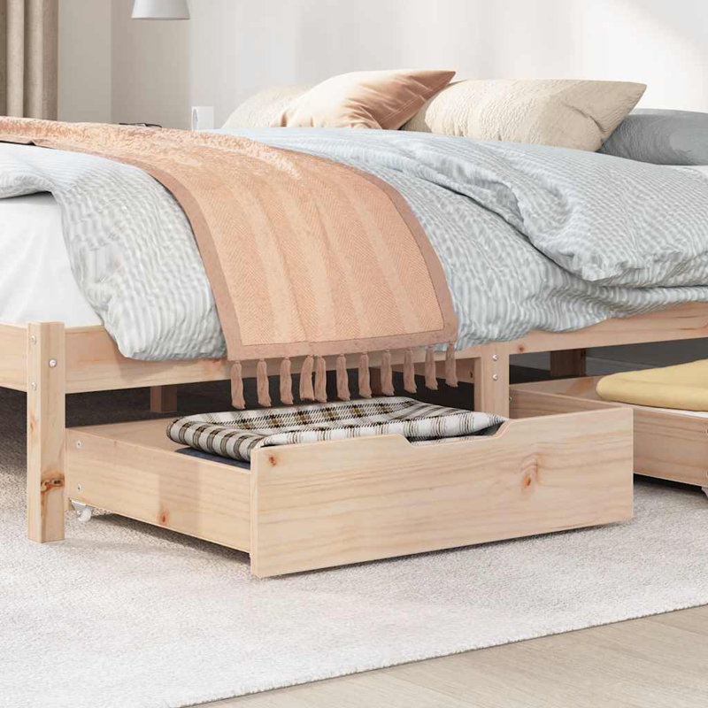Underbed Storage Drawers, 17 H x 75 L x 55 W cm, Natural