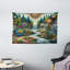 Winston Porter Trippy Wall Hanging Tapestry Wonderland Psychedelic Print Olive Green Multicolor-1672828357