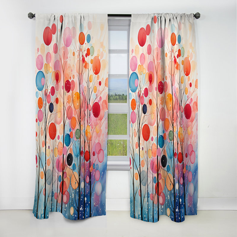Cambon - Rideau Mid-Century - Rideau occultant abstrait - 1 panneau, L 52 po x L 95 po