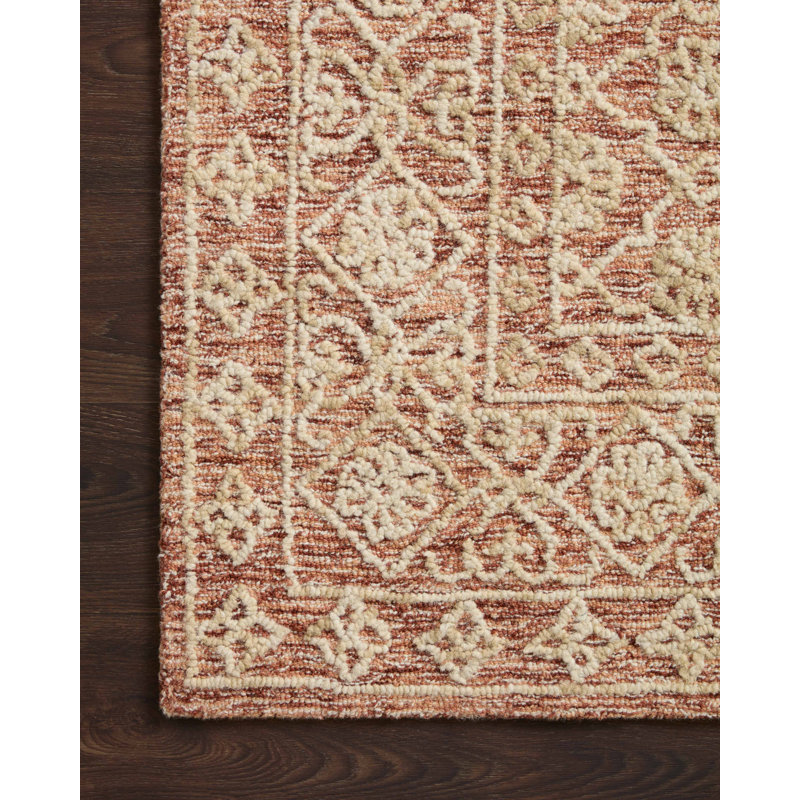 Millcreek Oriental Handmade Tufted Wool Area Rug in Rust/Brown, Rectangle 8'6" x 12'