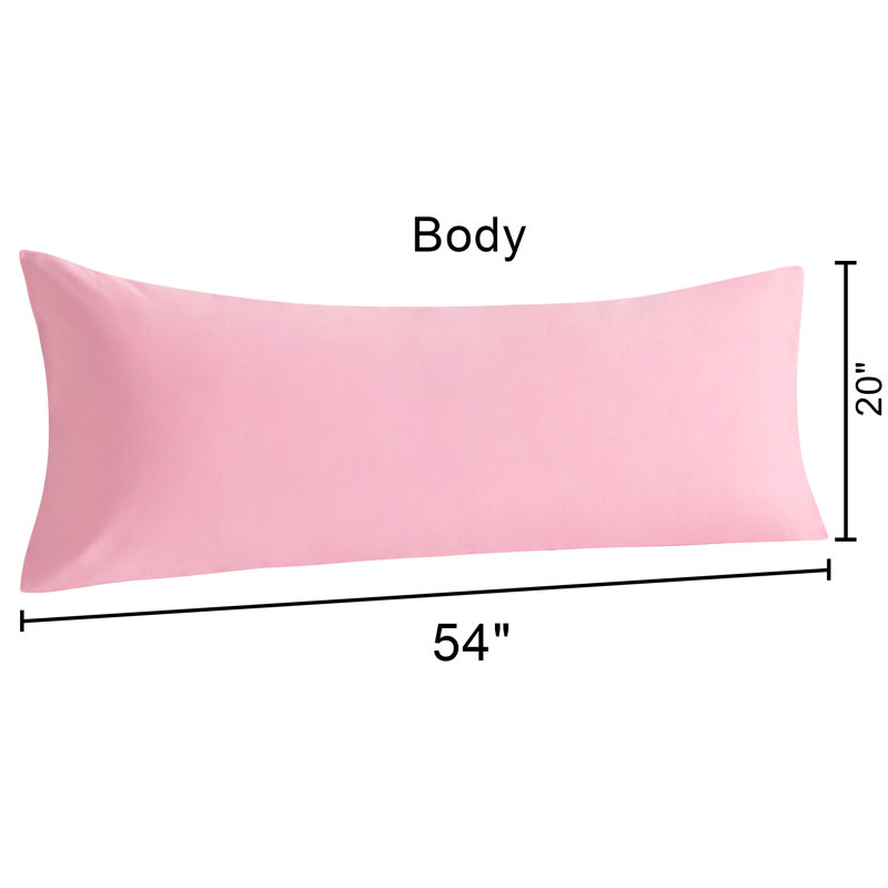 Soft Cotton Body Pillow Cover with Envelope Closure Breathable Standard Pillowcase, Pink