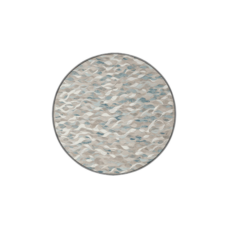 Tapis gris soyeux et moelleux, Rond 6 pi