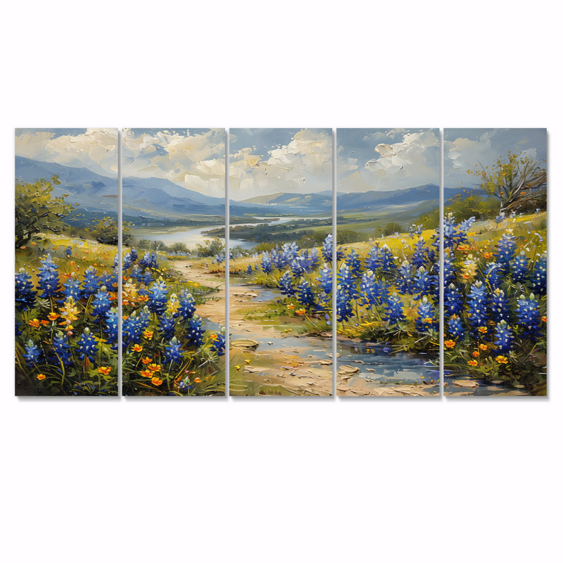Blue Blue Meadow Charm Blue Bonnets VI - Ensemble de décorations murales Blue Bonnets, H 32 po x l 80 po