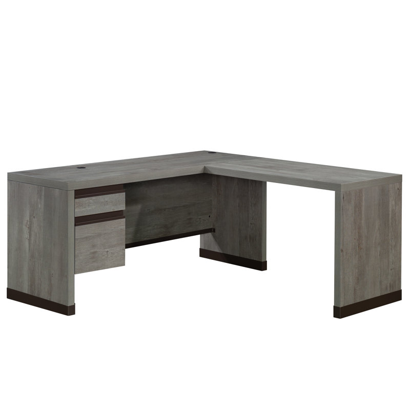 Bureau contemporain en forme de L avec deux tiroirs verrouillables