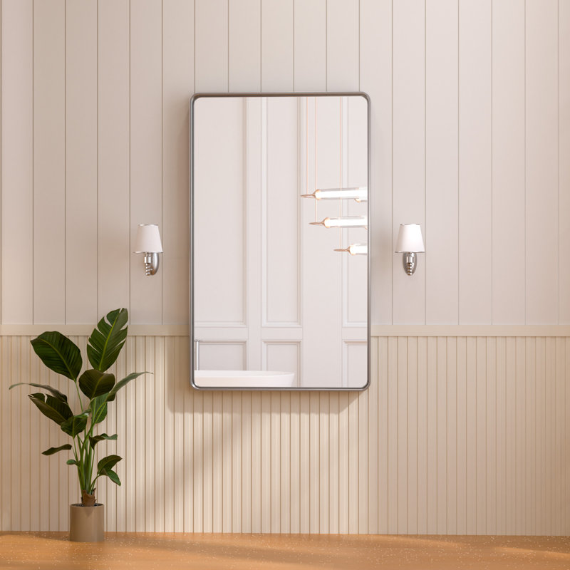 Miroir d'appoint Tyro, Argent, 40 po x 24 po, Rectangulaire