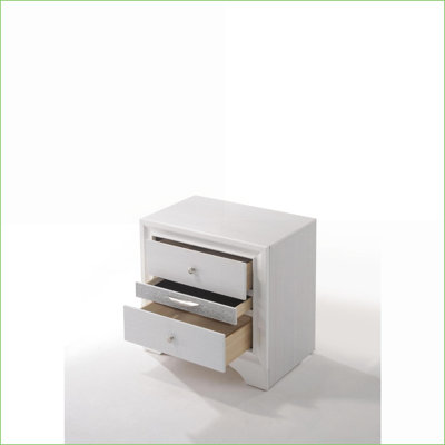 Naima White Chic 2-Drawer Nightstand with Jewellery Storage