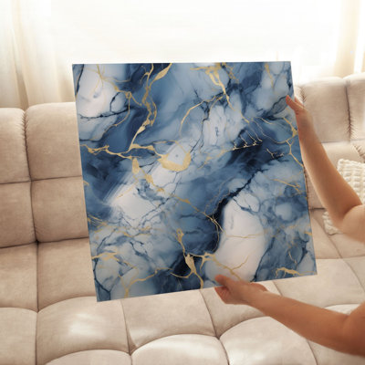 Abstrait bleu marine abstrait Geode Crystal Dream, reproduction d'art moderne sans cadre