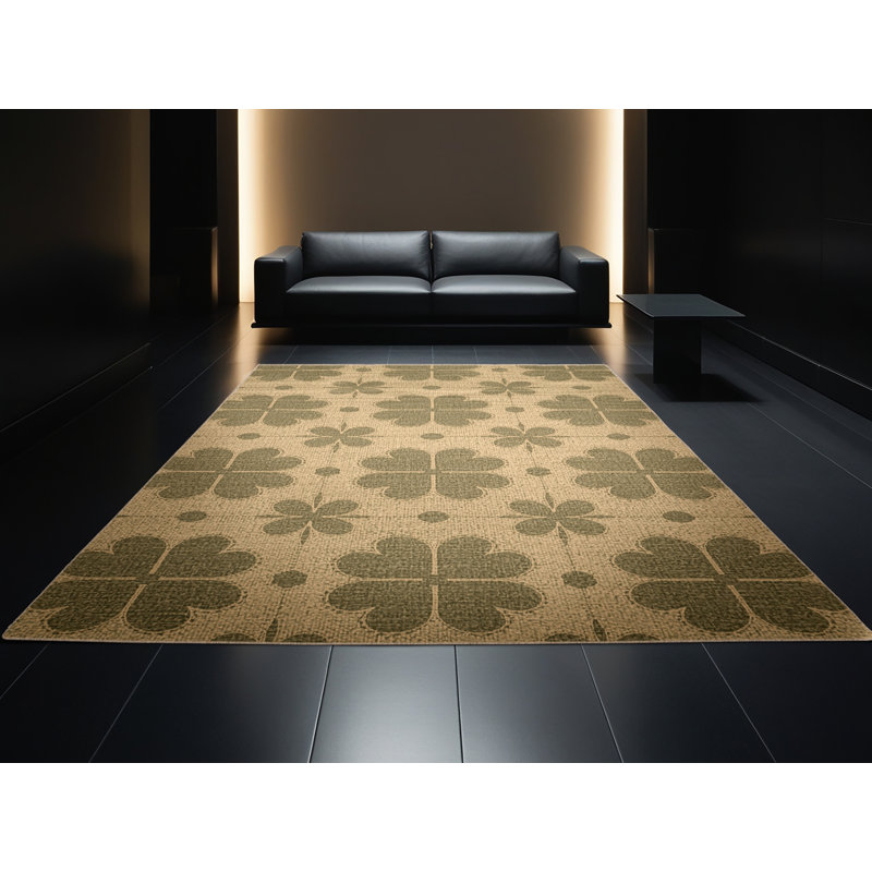Soft Plush Feuerstein St Patties Modern & Contemporary Abstract Area Rug in Beige – Beige Binding, 8x10