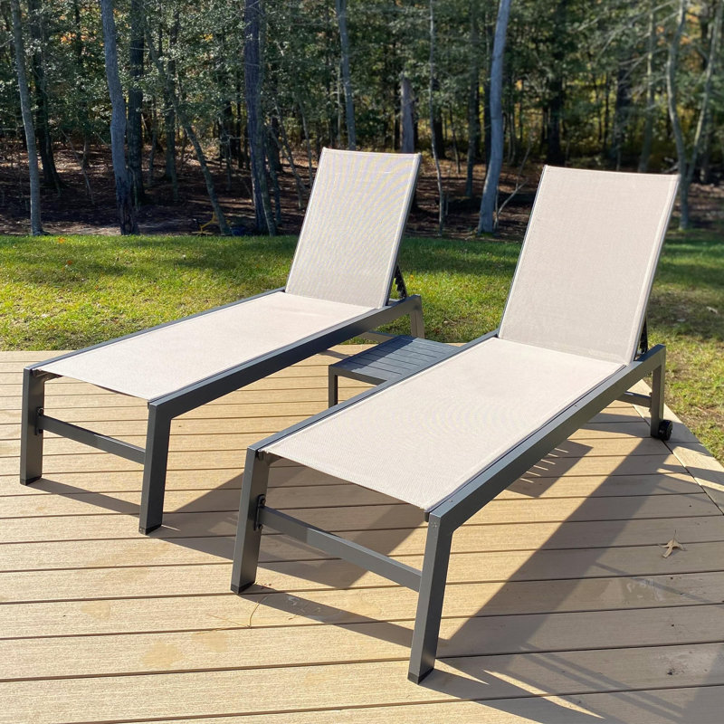 Chaise longue d'extérieur 2 pièces PURPLE LEAF, Beige