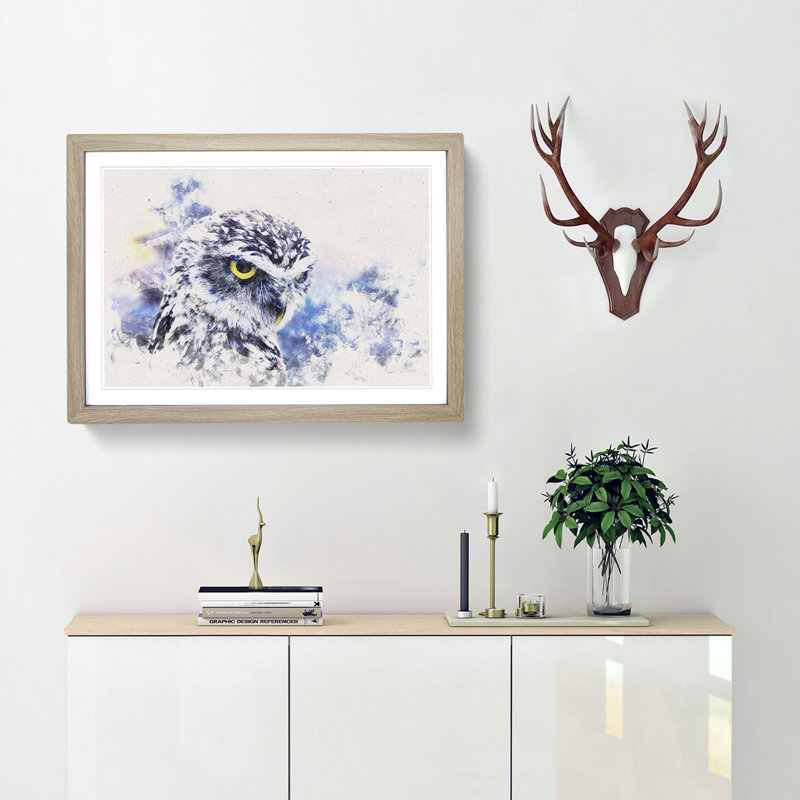 Owl in Nepal - Picture Frame Graphic Art Print, Oak Framed, 33cm H x 45cm W x 2cm D