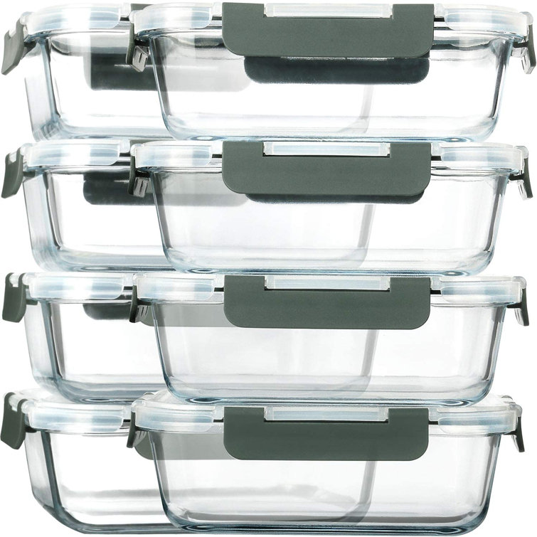8Pack Glass Food Storage Containers,Glass Meal PrepContainers