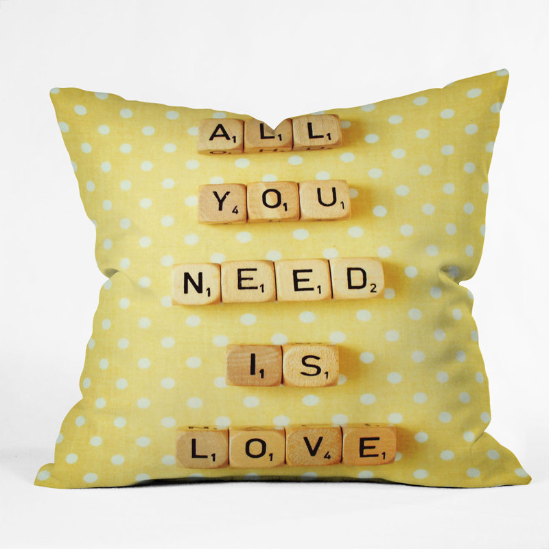 Coussin Happee Monkee All You Need Is Love, 26 po x 26 po