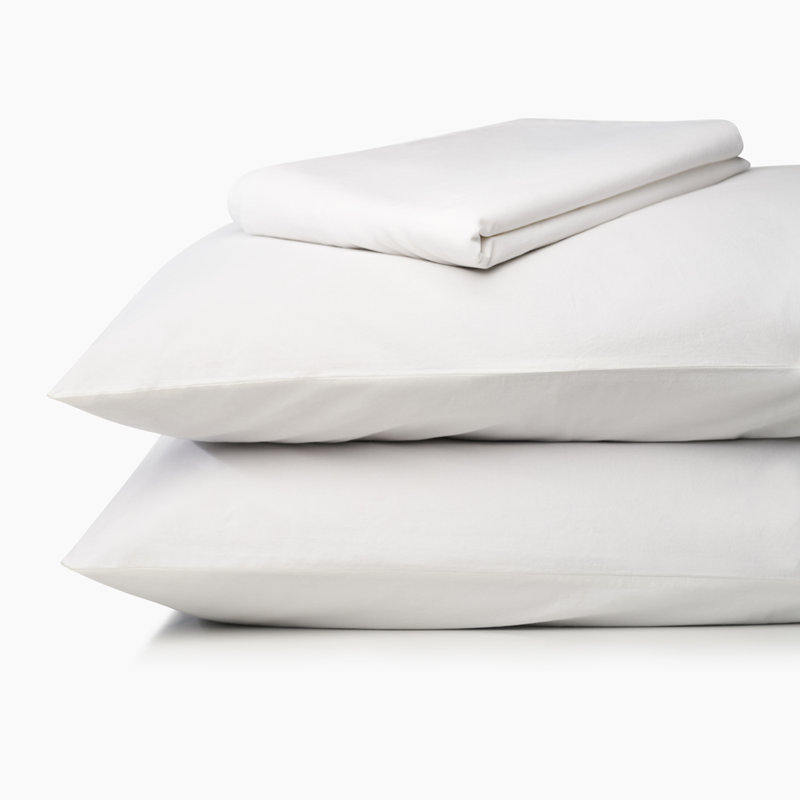 Egyptian-Quality Cotton Percale Standard Sheet Set, White, Queen