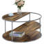 Table basse à 3 niveaux style industriel gris et noyer