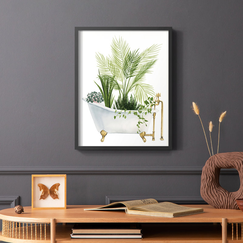«Plant Bath I», reproduction encadrée - bois massif, H 20 po x l 16 po, Noir