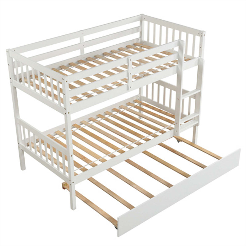 Twin Over Twin Bunk Bed with Trundle, Full Over Full, White