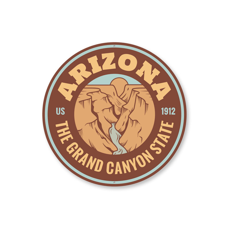Panneau en aluminium The Grand Canyon State, H 12 po x l 12 po x P 0,04 po