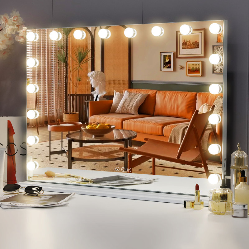 Miroir rectangulaire en métal à DEL