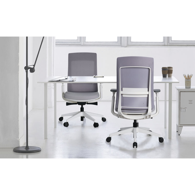 Polyester Blend Task Chair, Gray, White/Gray