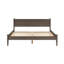Lit plateforme très grand Mid-Century gris en bois, tête de lit haute et gracieuse, pieds fuselés ronds, ensemble de lattes, structure, assemblage de support en bois moderne sans sommier, nécessaire