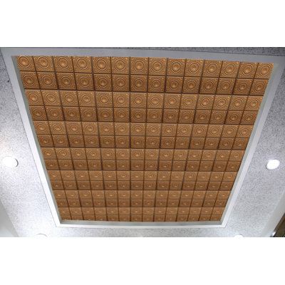 Falkirk Perth 24'' L x 24'' W High Gloss PVC Glue Up Ceiling Tile In Antique Gold