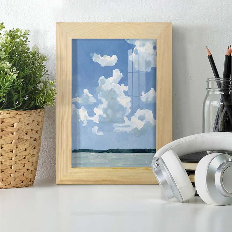 «Juillet Lakeside I» sur papier, H 7 po x l 5 po x P 1 po, Naturel